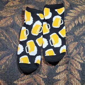 Black Beer Mug Novelty Low Cut Socks - One SIze
